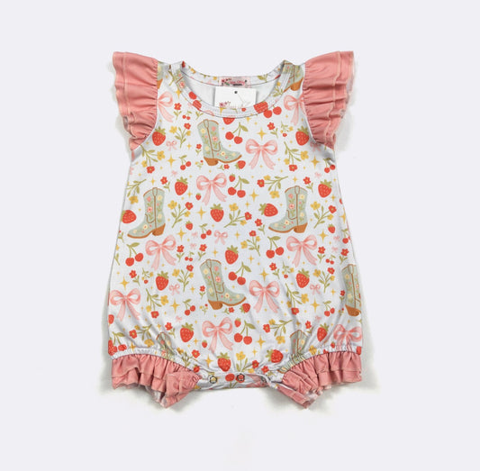 Boots & Berries Baby Romper | Pink