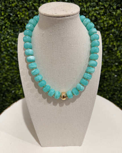 Chunky Resin Bead Necklace | Turquoise