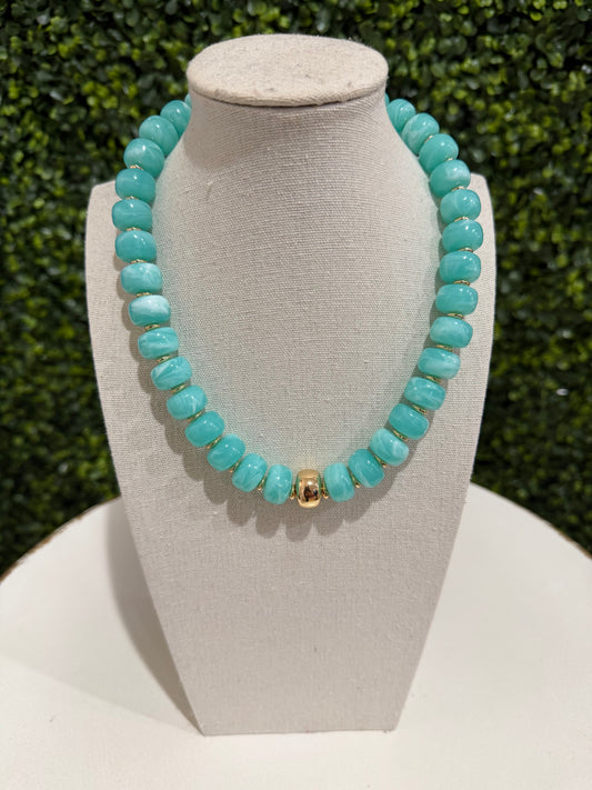 Chunky Resin Bead Necklace | Turquoise