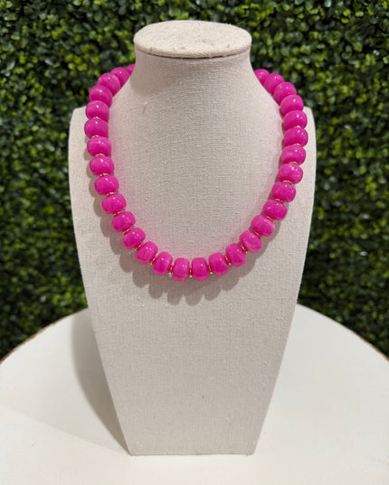 Chunky Resin Bead Necklace | Pink
