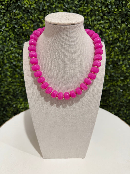 Chunky Resin Bead Necklace | Pink