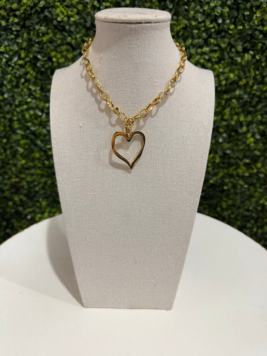Open Heart Charm Necklace