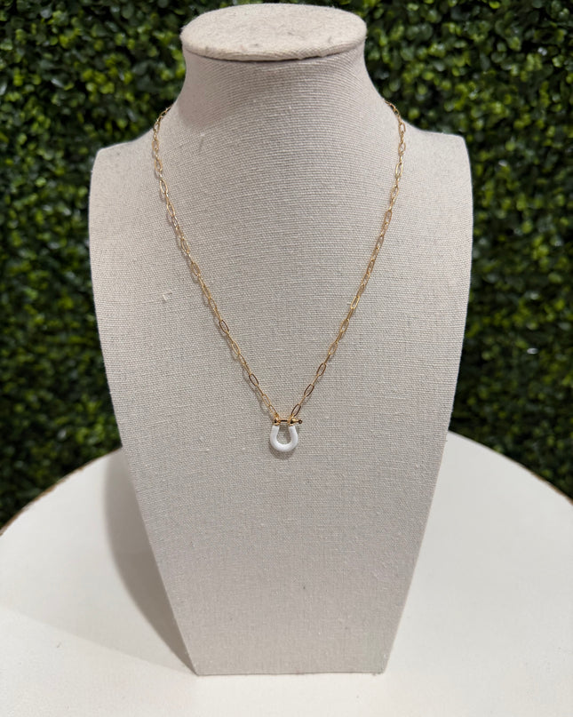 Dainty White Horse Shoe Necklace
