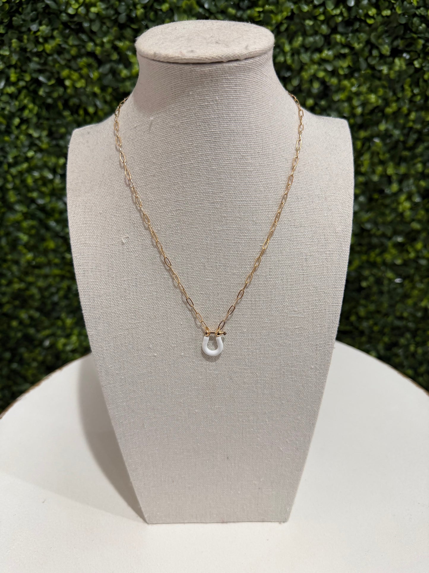 Dainty White Horse Shoe Necklace