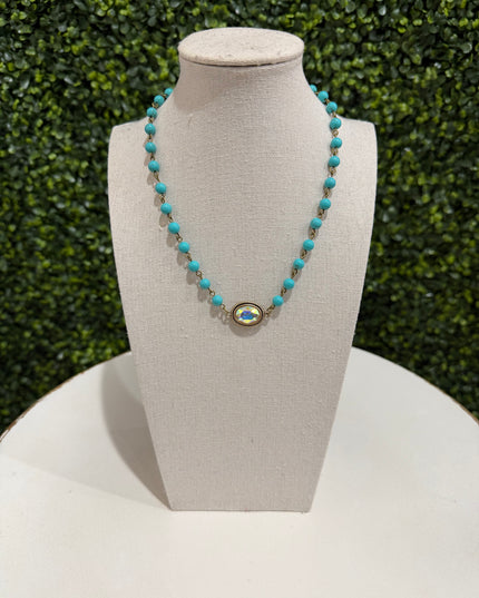 Mini Oval Rhinestone Pendant Necklace