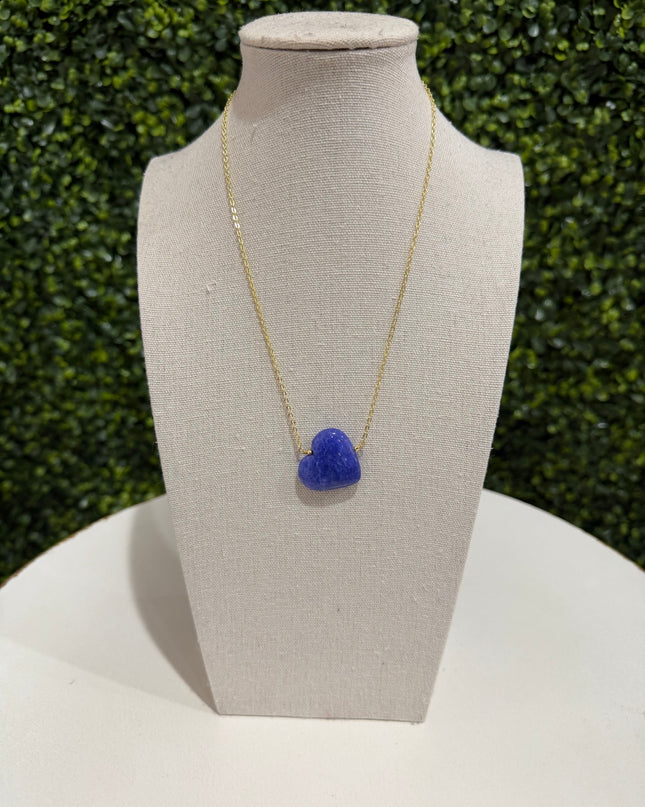 Heart Stone Necklace | Blue