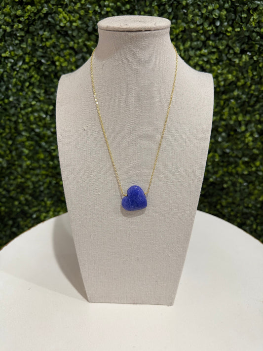 Heart Stone Necklace | Blue