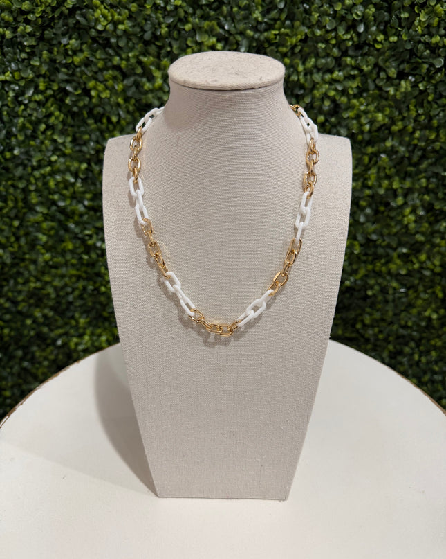 Gold/White Chain Link Necklace