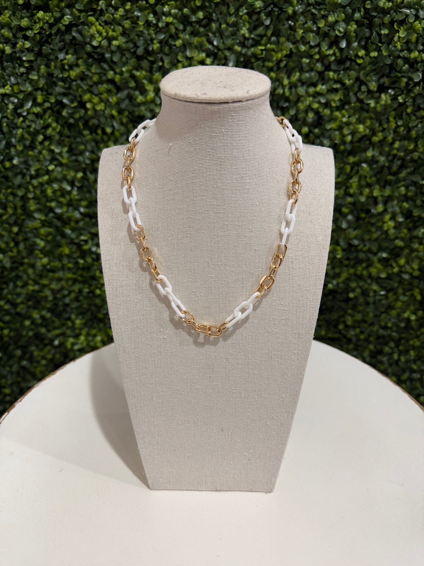 Gold/White Chain Link Necklace