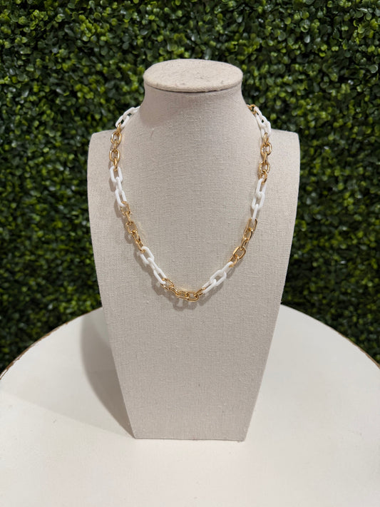 Gold/White Chain Link Necklace
