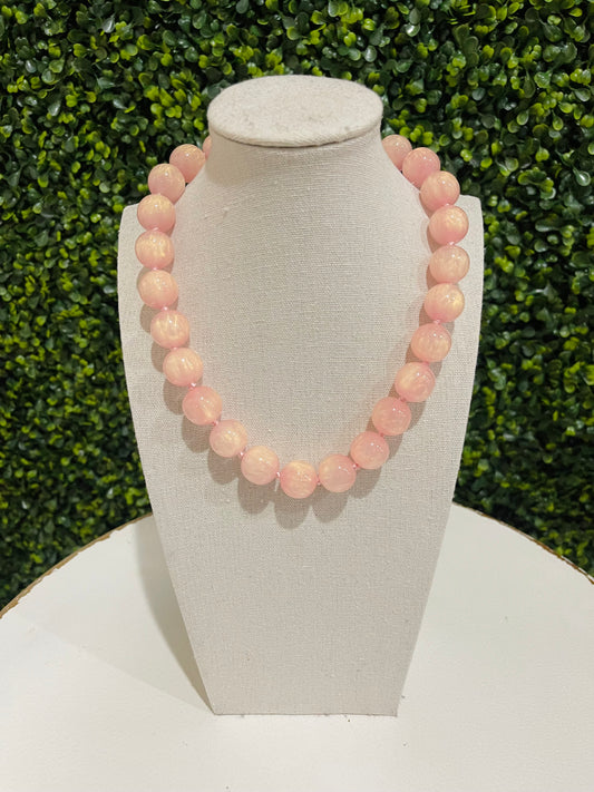 Chunky Magnetic Bead Necklace | Blush