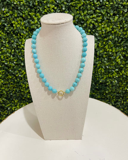 Turquoise Beaded Magnetic Clasp Charm Necklace