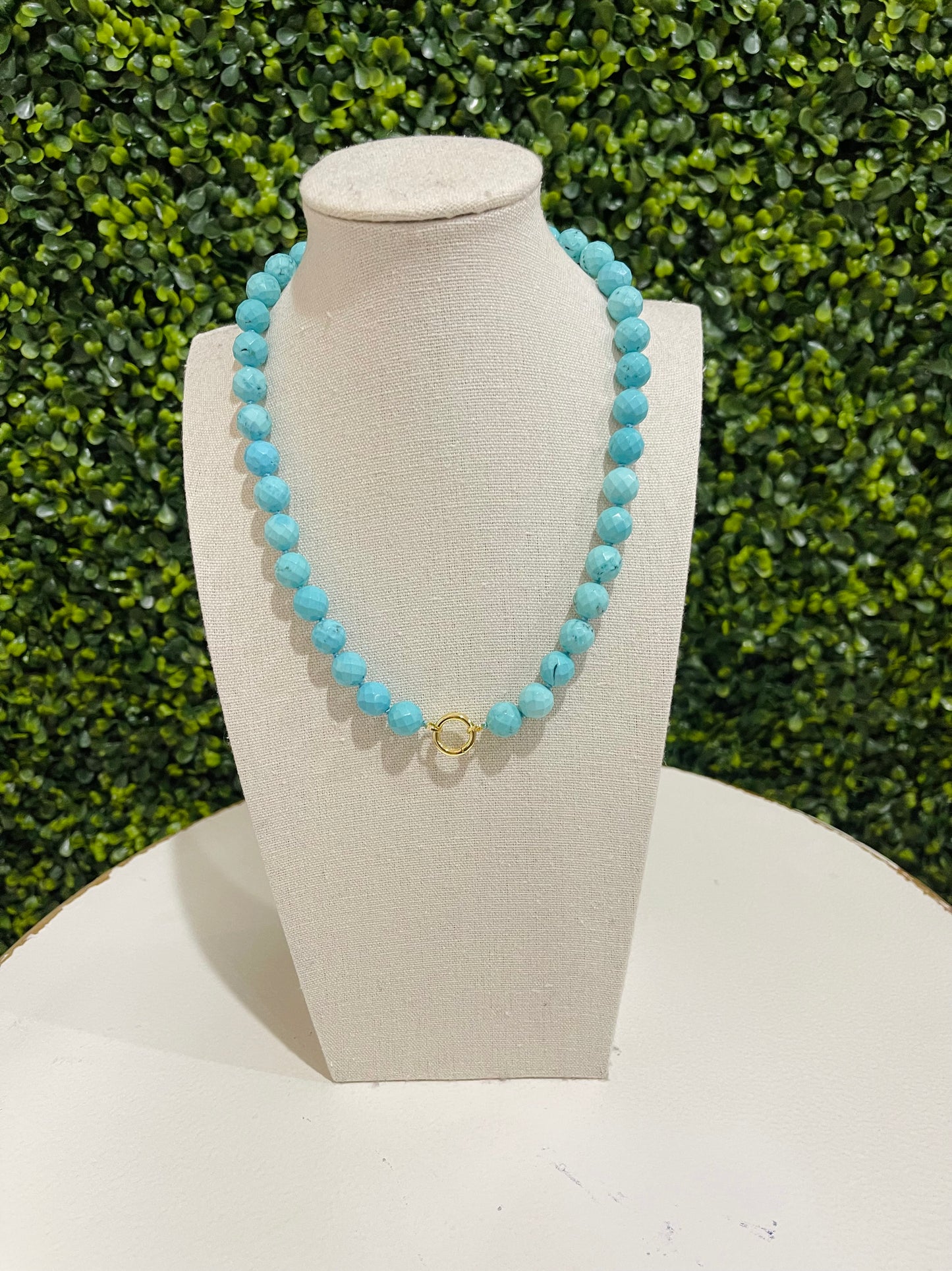 Turquoise Beaded Magnetic Clasp Charm Necklace