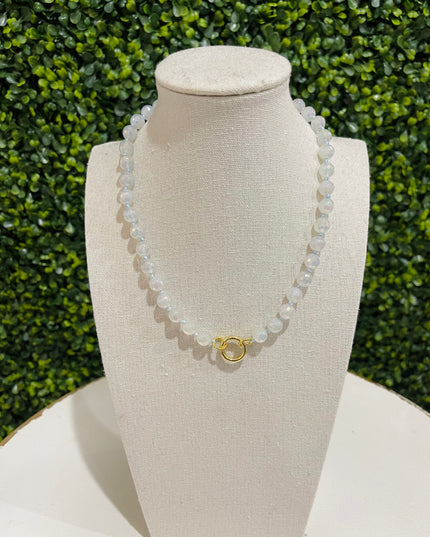 Iridescent Beaded Magnetic Clasp Charm Necklace
