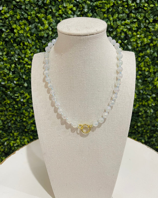 Iridescent Beaded Magnetic Clasp Charm Necklace