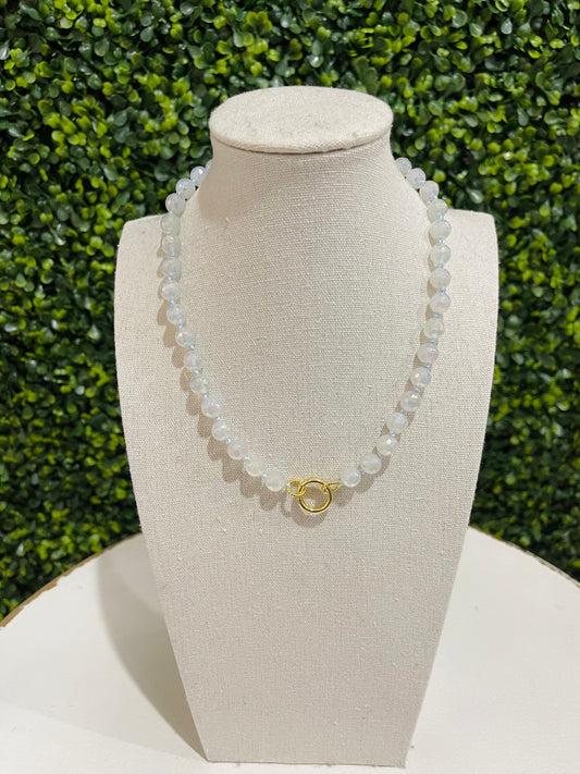 Iridescent Beaded Magnetic Clasp Charm Necklace