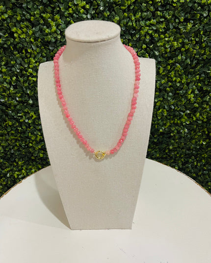 Mini Beads Magnetic Clasp Charm Necklace | Coral
