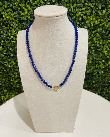 Mini Beads Magnetic Clasp Charm Necklace | Midnight Blue