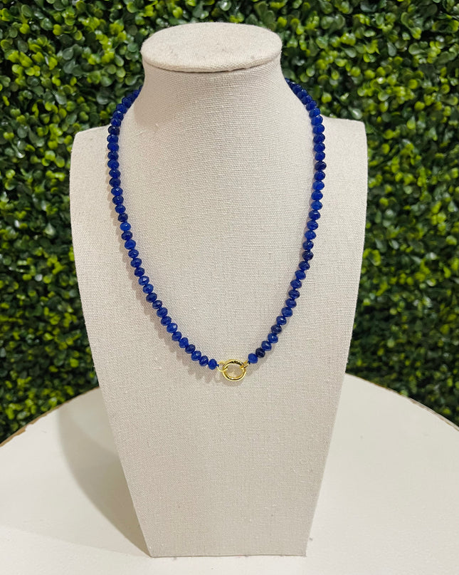 Mini Beads Magnetic Clasp Charm Necklace | Midnight Blue