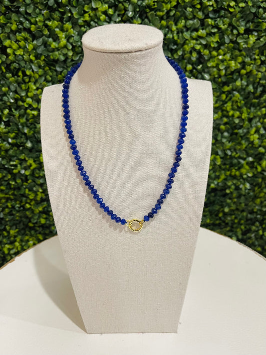 Mini Beads Magnetic Clasp Charm Necklace | Midnight Blue