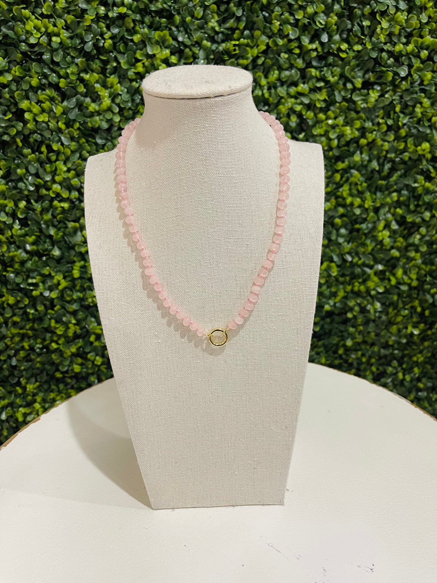 Mini Beads Magnetic Clasp Charm Necklace | Light Pink