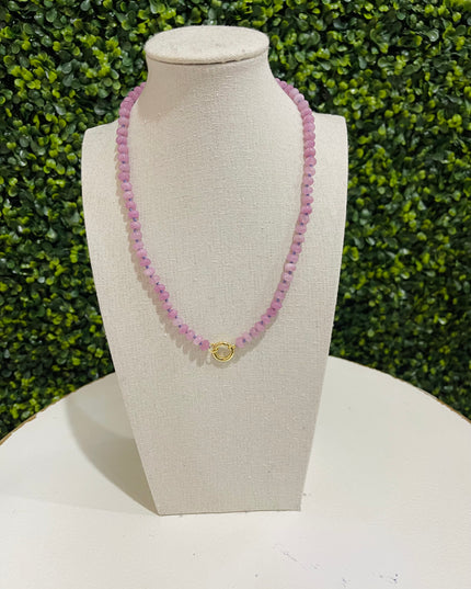 Mini Beads Magnetic Clasp Charm Necklace | Purple