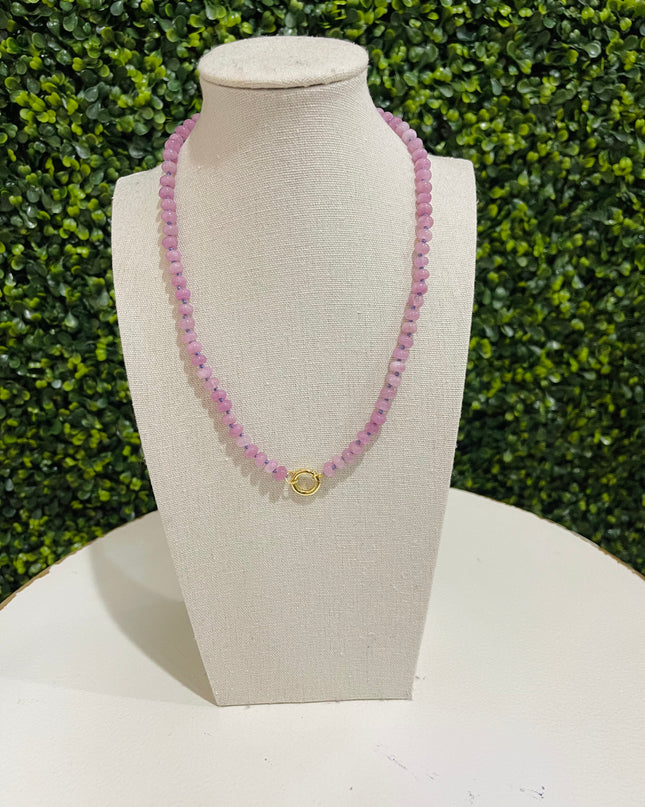 Mini Beads Magnetic Clasp Charm Necklace | Purple