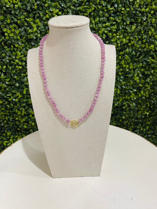 Mini Beads Magnetic Clasp Charm Necklace | Purple