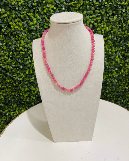Mini Beads Magnetic Clasp Necklace | Pink