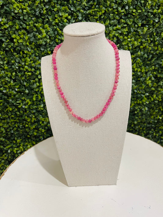 Mini Beads Magnetic Clasp Necklace | Pink