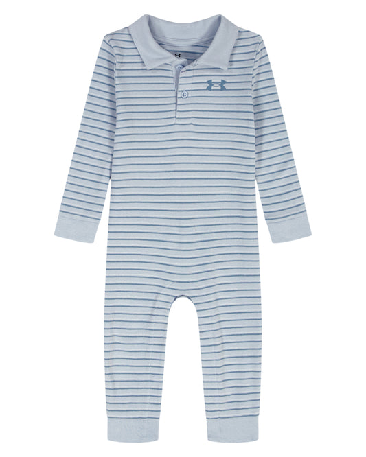 UA Stripe Polo Coverall| Blue Calm | 0-12m