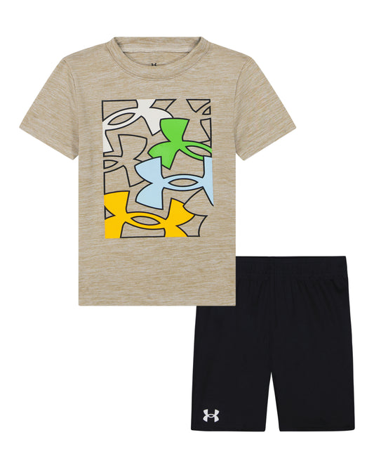 UA Heather Khaki Big Logo Set | 2T - 4T