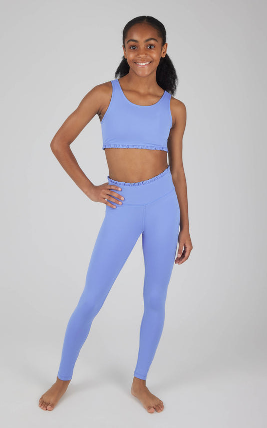 Lux Ruffle Detailed Bra and Leggings Set | Sky Blue