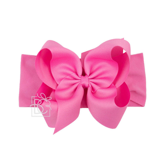 Headband w/ 5.5" Classic Grosgrain Bow | Hot Pink