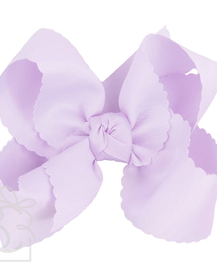 SCALLOPED EDGE BOW: Antique White / 5.5" Extra Large - 2.25" Ribbon on Alligator Clip