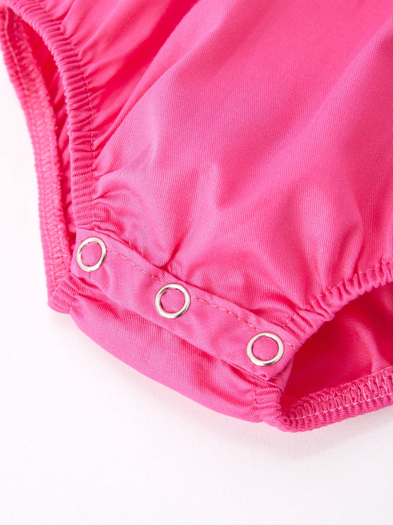 Smocking Bow Embroidery Hot Pink Romper