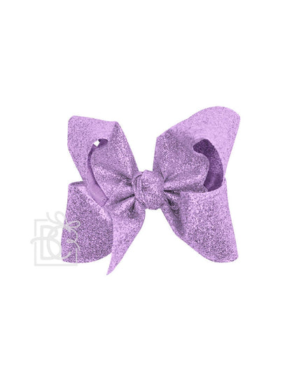 GLITTER METALLIC BOW ON CLIP: 6.5" Jumbo - 2.5" Ribbon on Lg. Alligator Clip / ROYAL BLUE