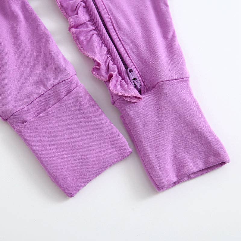 Luxie Lavender Ruffled Romper NICU Friendly