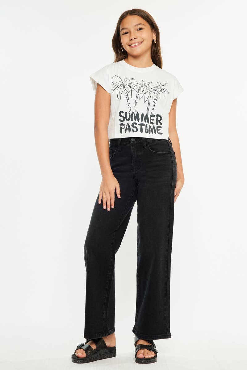 KanCan High Rise Wide Leg Black Denim Jeans