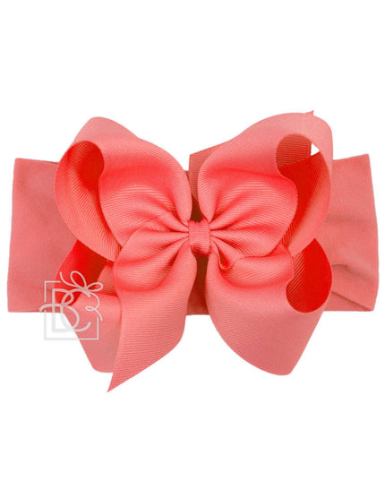 WIDE PANTYHOSE HEADBAND W/CLASSIC GROSGRAIN BOW: ROYAL BLUE / 3+ Months / 4.5" Large