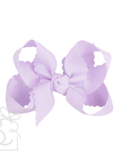 SCALLOPED EDGE BOW: Antique White / 5.5" Extra Large - 2.25" Ribbon on Alligator Clip