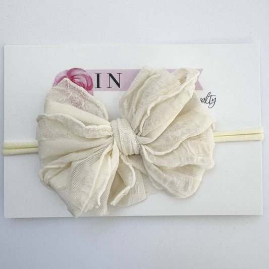 Skinny Mini Ruffled Headband | Ivory