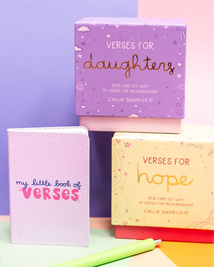Verses for Daughters – Bible Verse Card Set + Display Stand