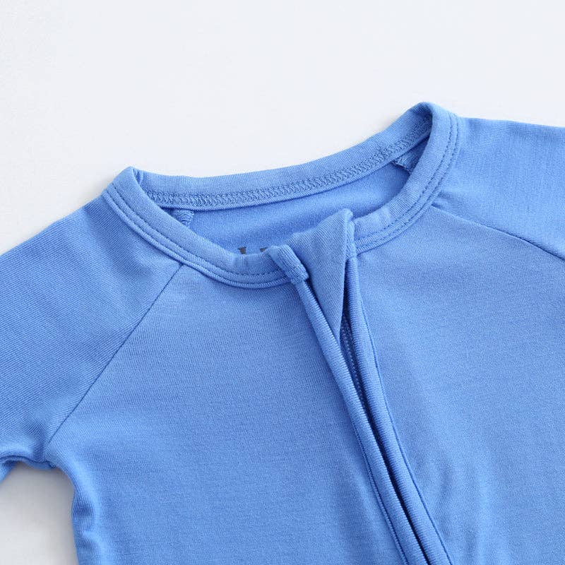 Pure Blue Zippered Romper NICU Friendly