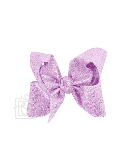 GLITTER METALLIC BOW ON CLIP: 6.5" Jumbo - 2.5" Ribbon on Lg. Alligator Clip / ROYAL BLUE