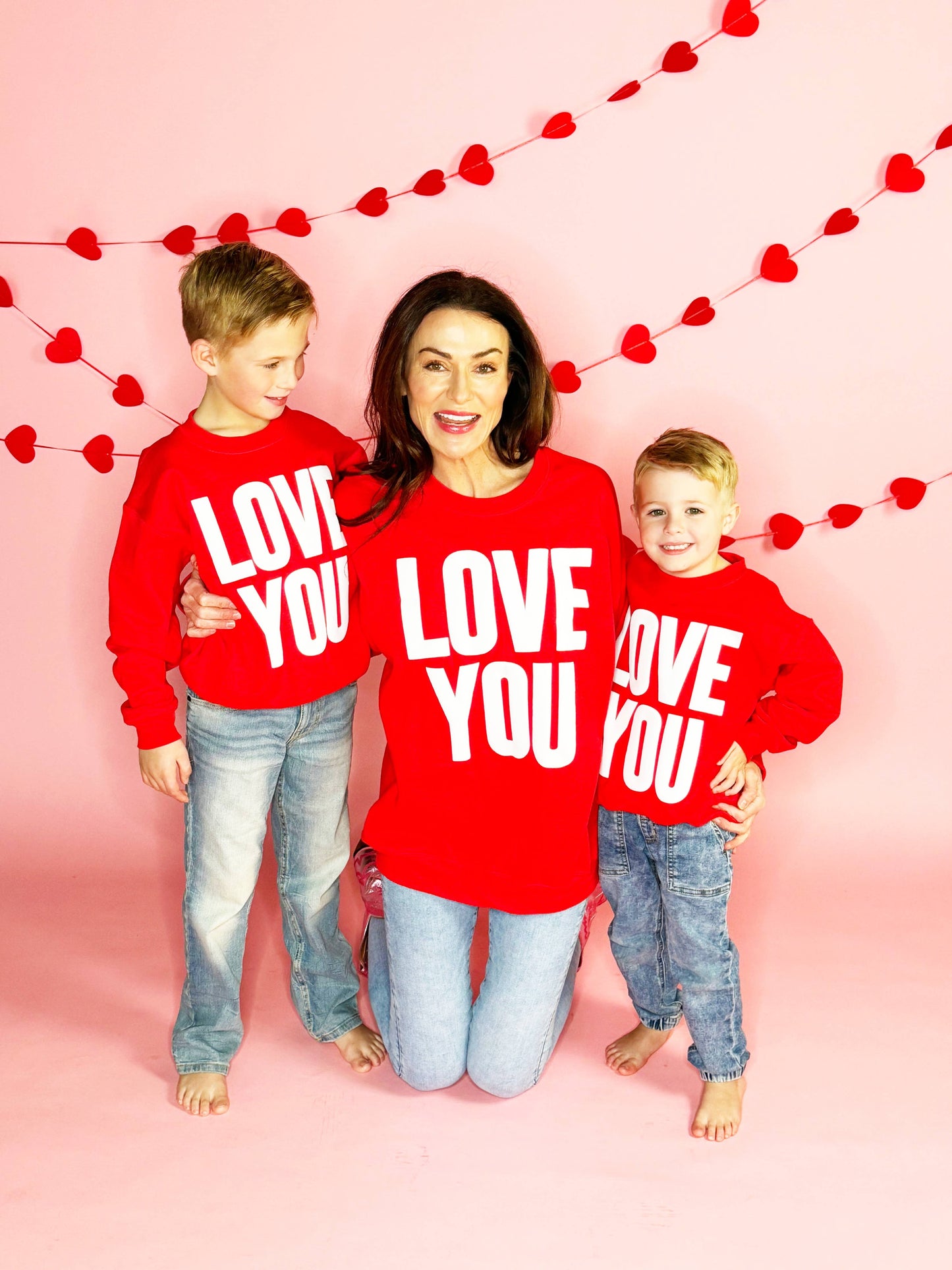 Love You Valentines Puff Sweatshirt | Red