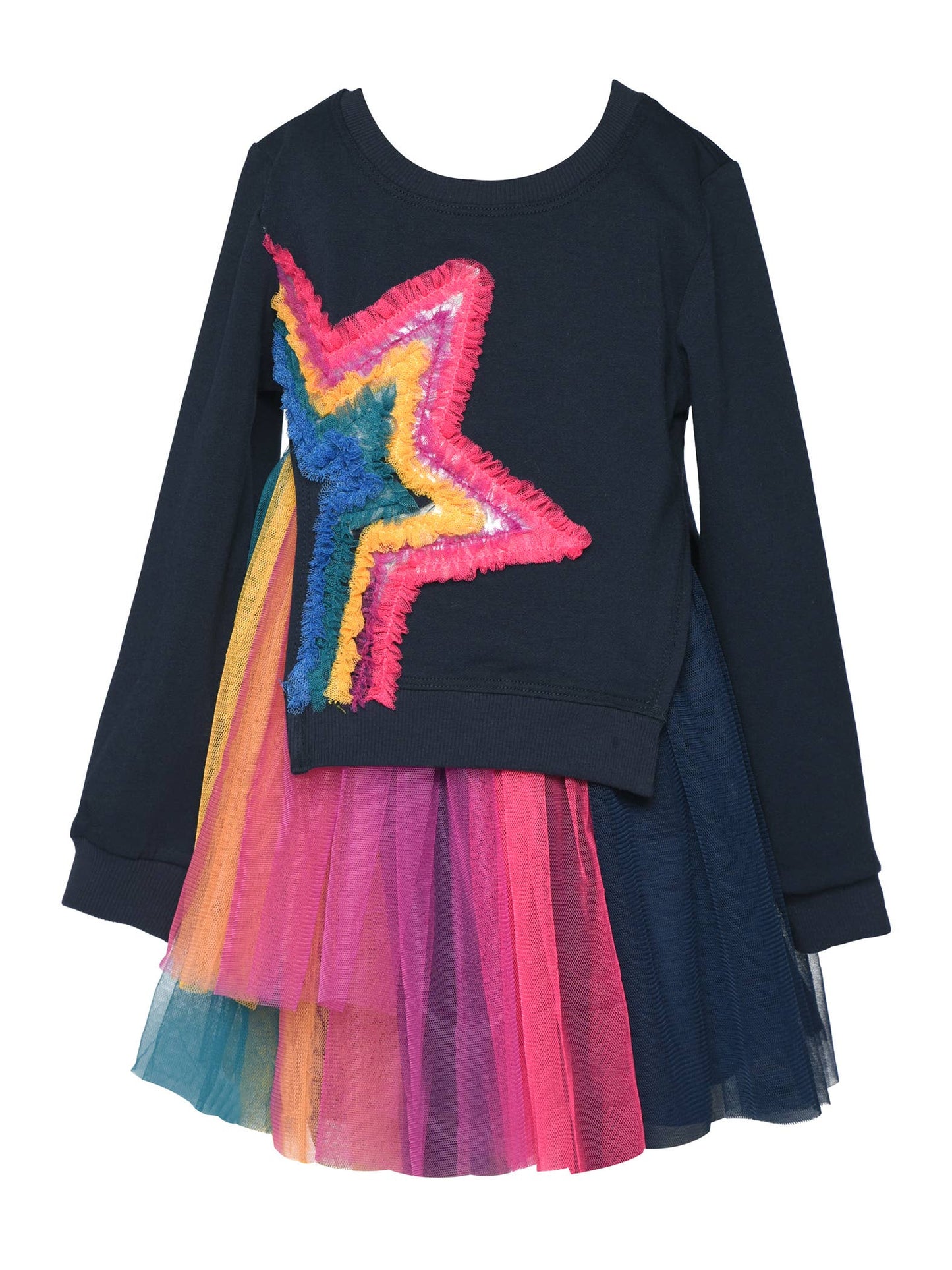 Rainbow Star Mesh Twofer Dress