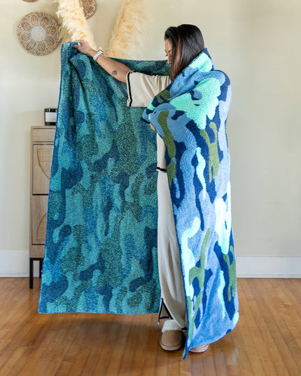 Throw Blanket - Camouflage - Blue & Green