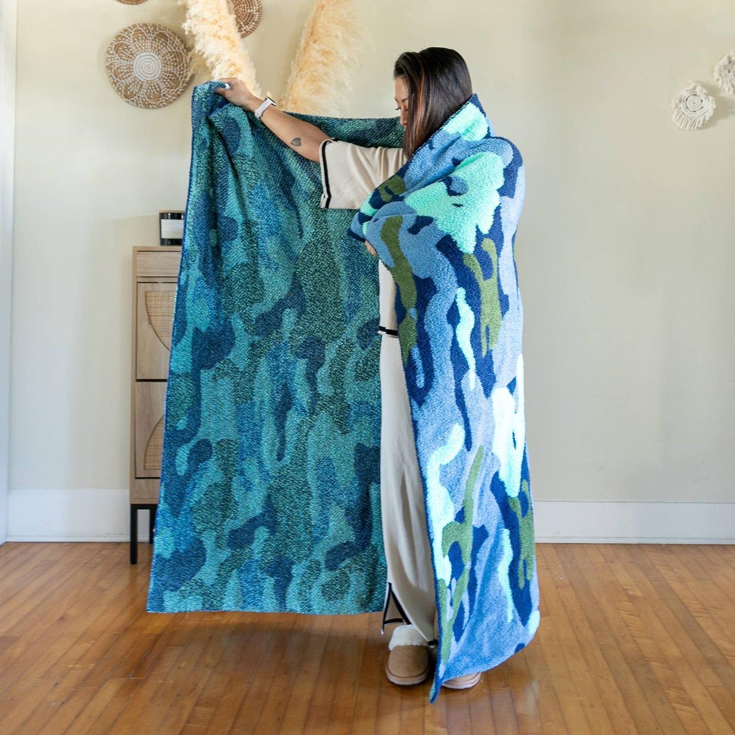 Throw Blanket - Camouflage - Blue & Green