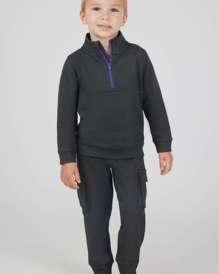 Boys Melange Fleece Half Zip and Jogger | BLACK/SURF THE WEB
